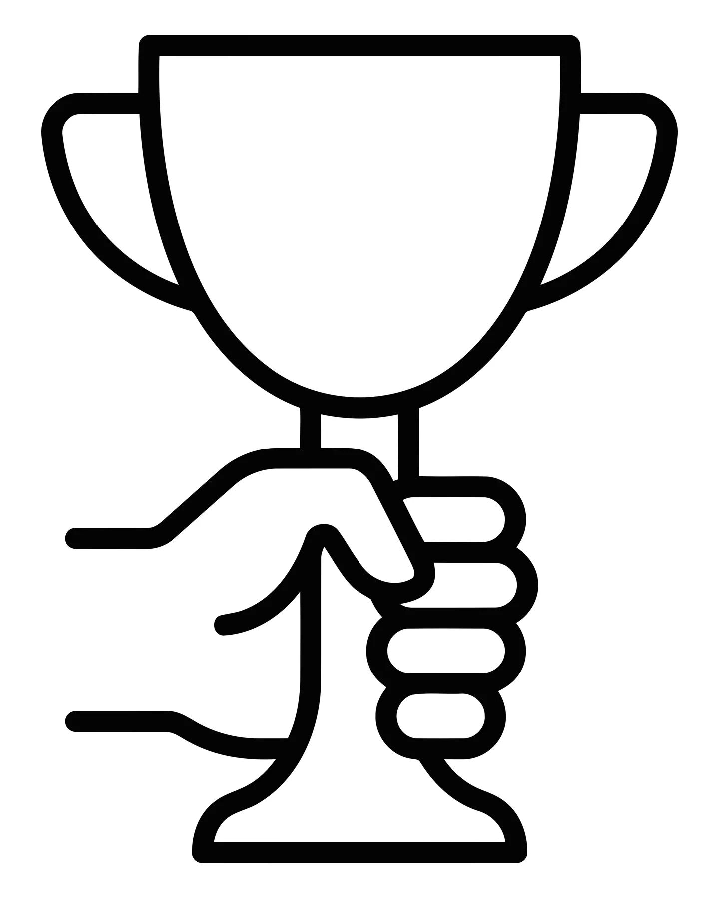 Hand Holding Trophy Icon in Minimalist Style