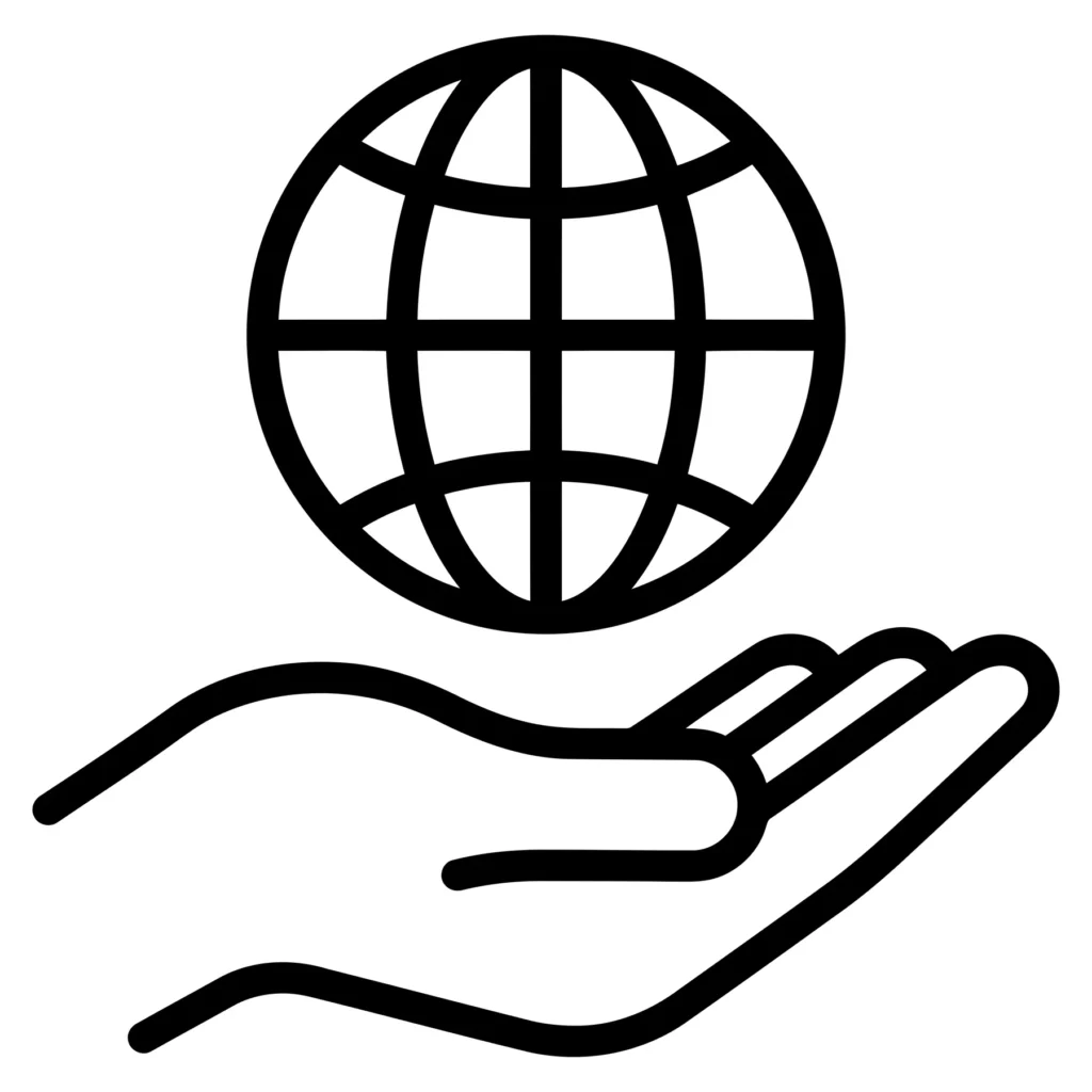 hand holding globe vector icon, world care concept illustration