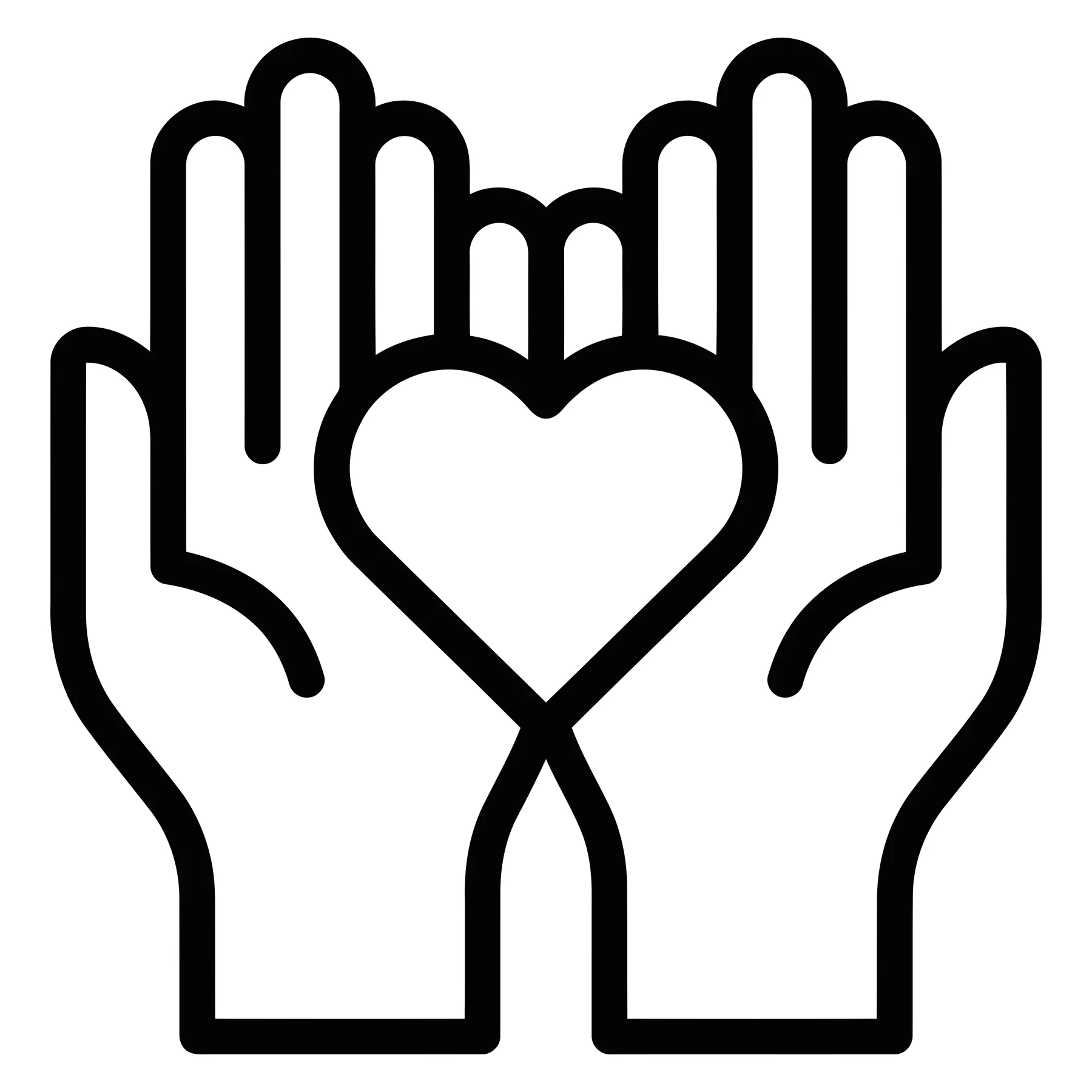 Hands Holding a Heart Icon in Minimalist Style