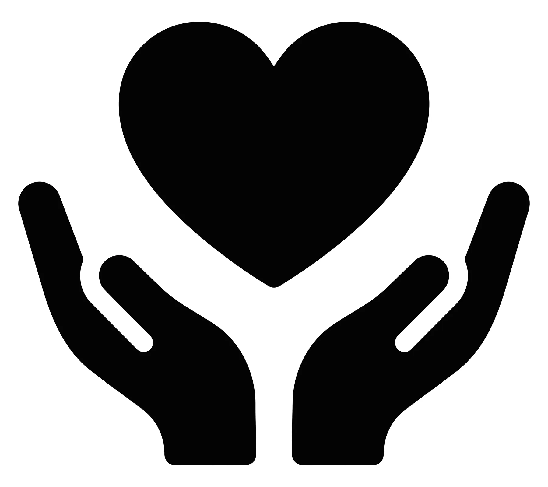 Hands Holding a Heart Icon in Minimalist Style