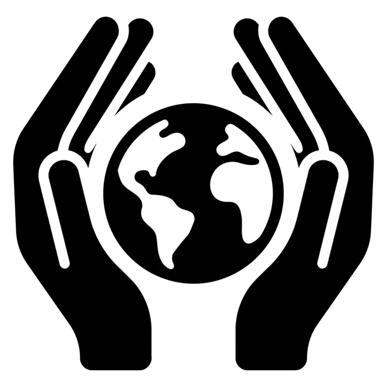 Hands Holding Earth Globe Icon in Minimalist Style