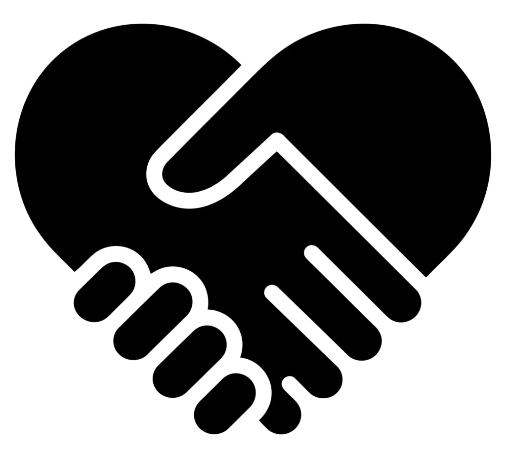 handshake heart icon, love and partnership concept