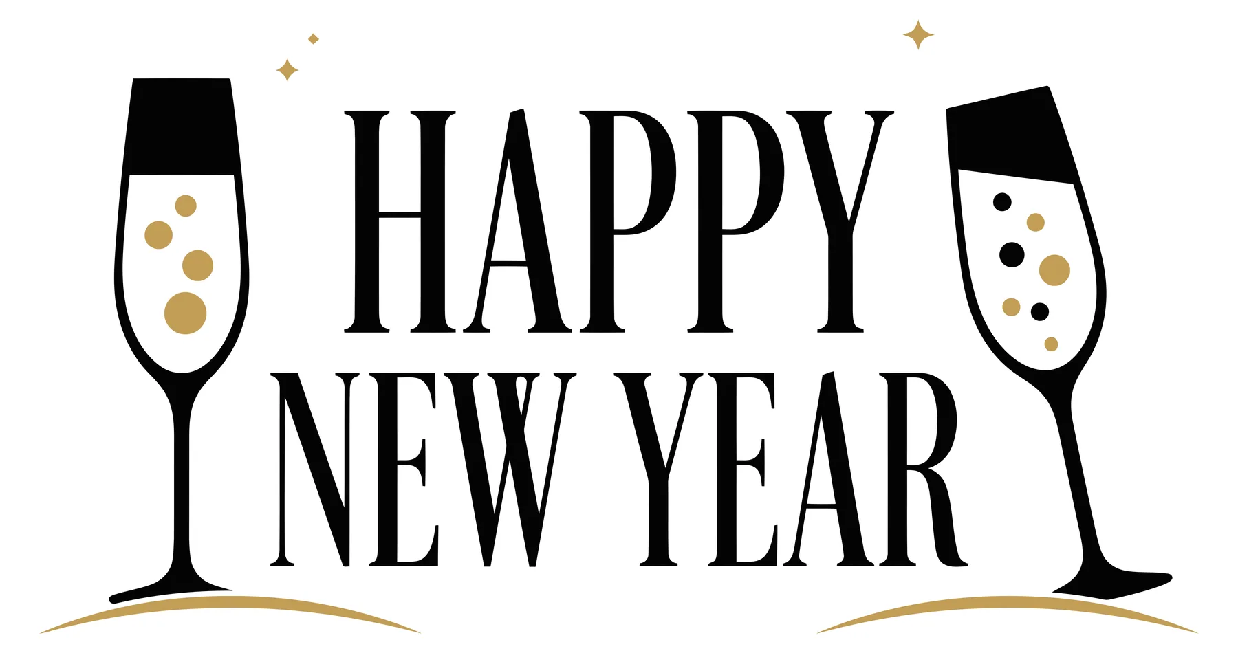 Happy New Year Celebration with Champagne Glasses Vector