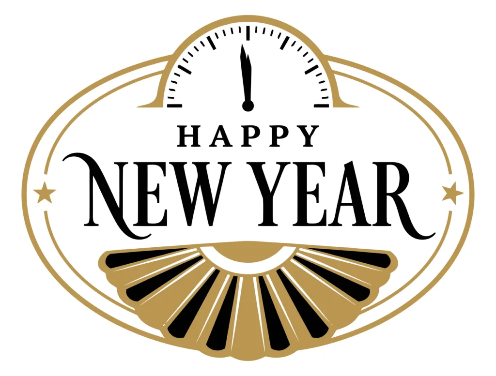 happy new year vintage clock design