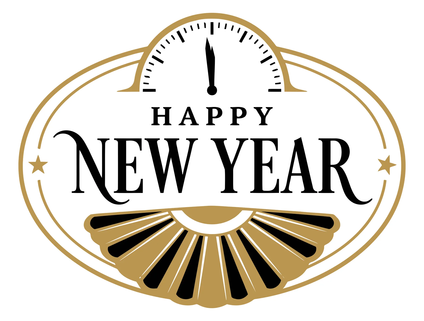Vintage Clock Happy New Year Illustration