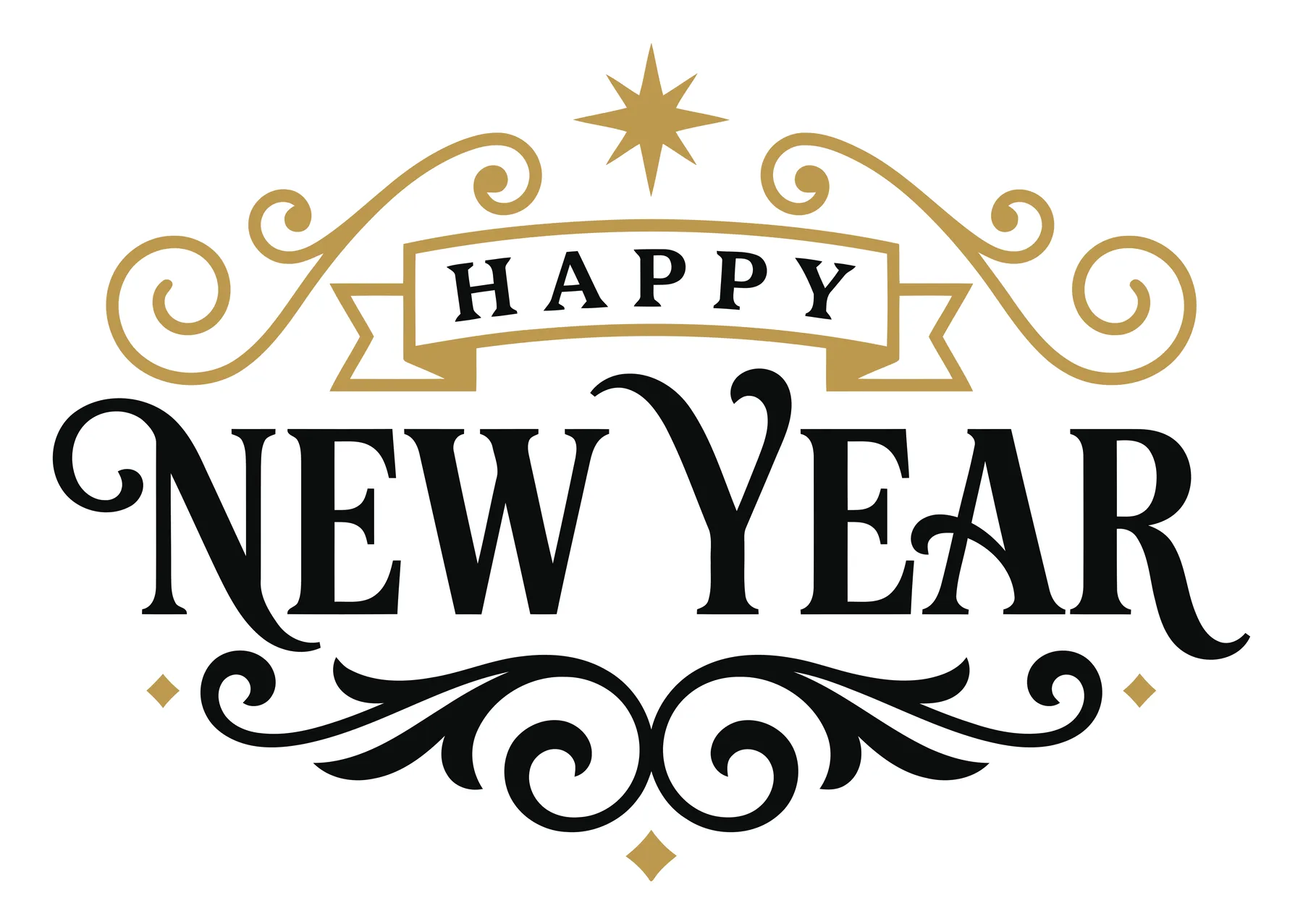 Elegant Vintage New Year Typography with Flourishes