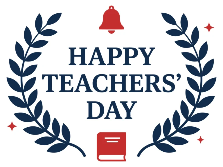 Happy Teachers Day Greeting Card with Laurel Wreath