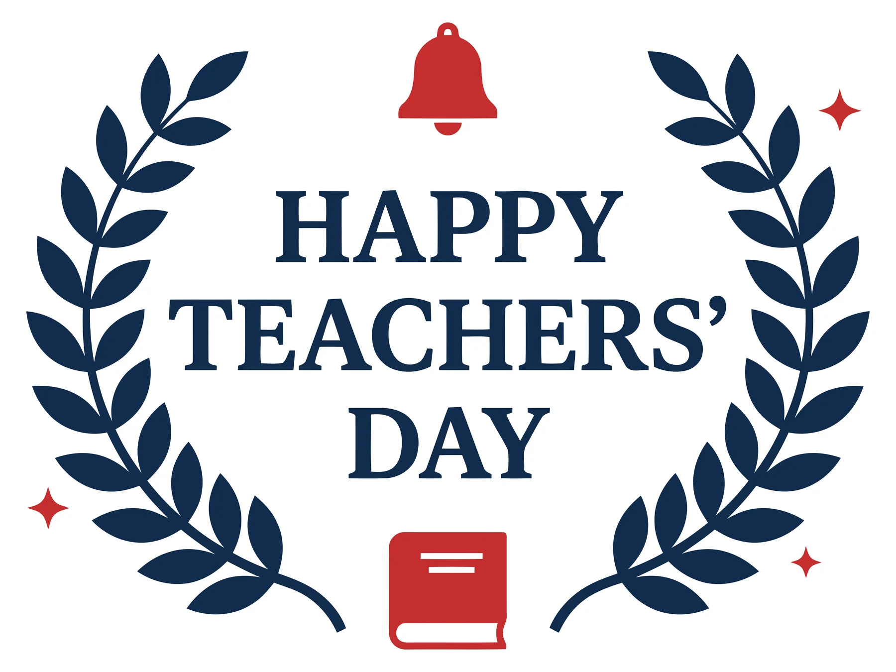 Happy Teachers Day Greeting Card with Laurel Wreath