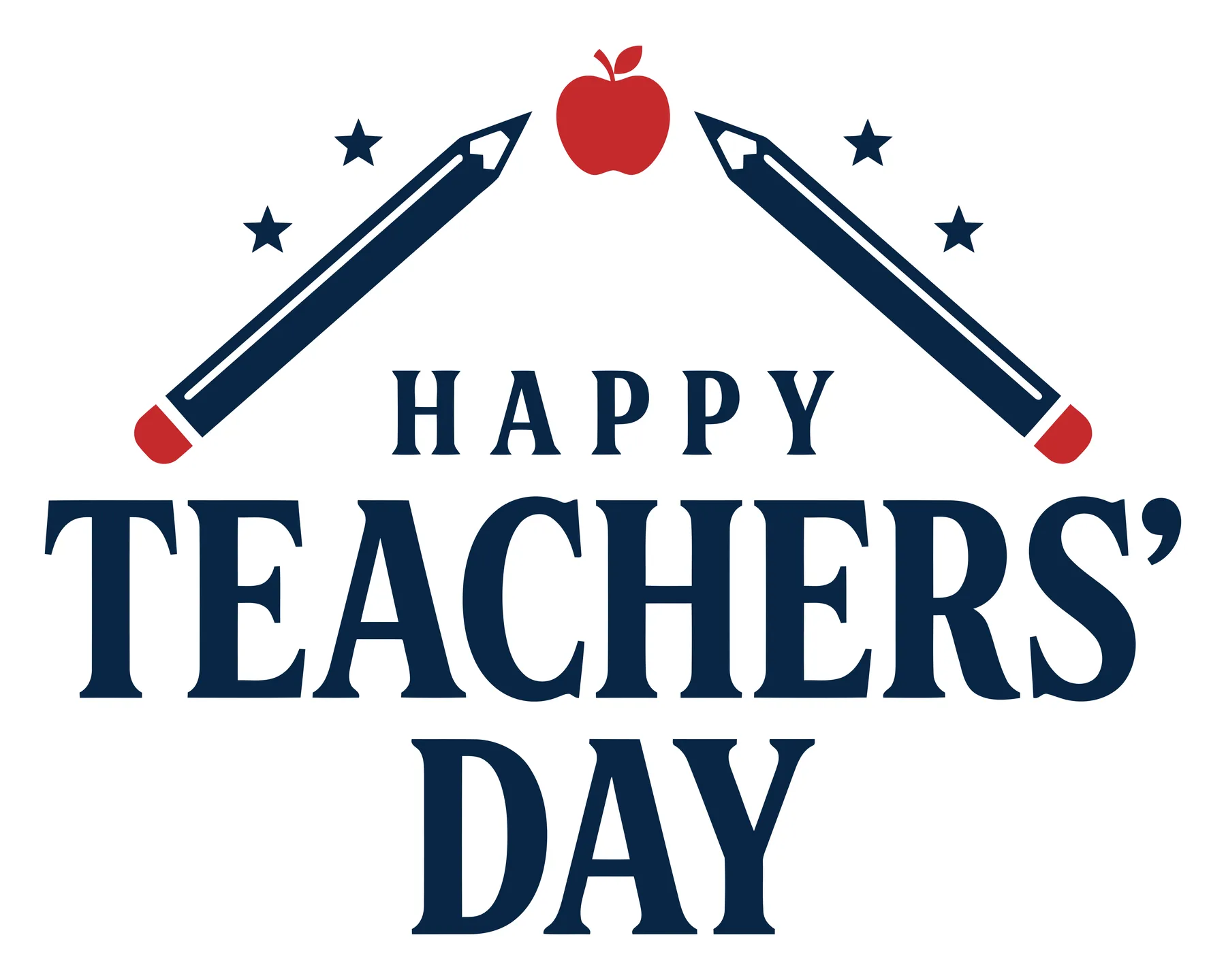 Happy Teachers Day Typography with Apple and Pencils