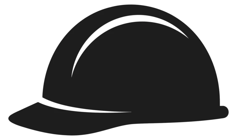 Black Hard Hat Safety Icon in Bold Vector Style
