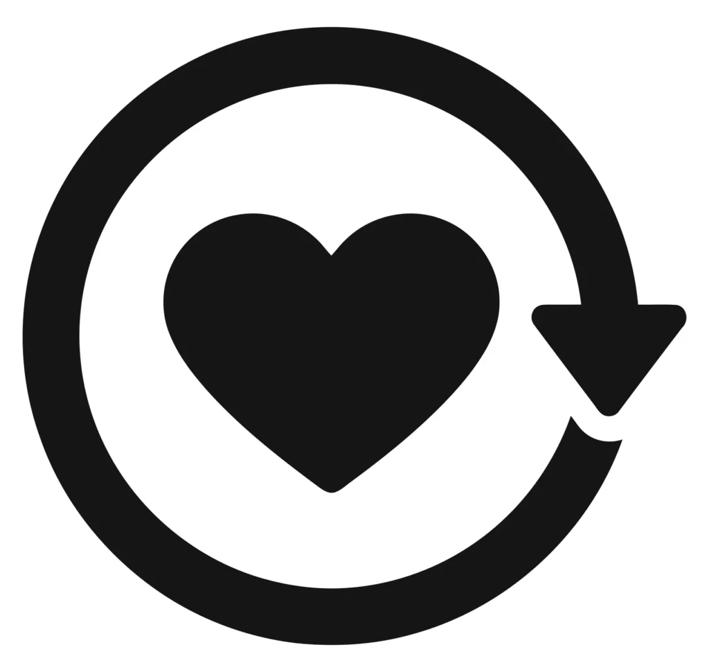 heart icon with circular arrow, refresh or cycle symbol
