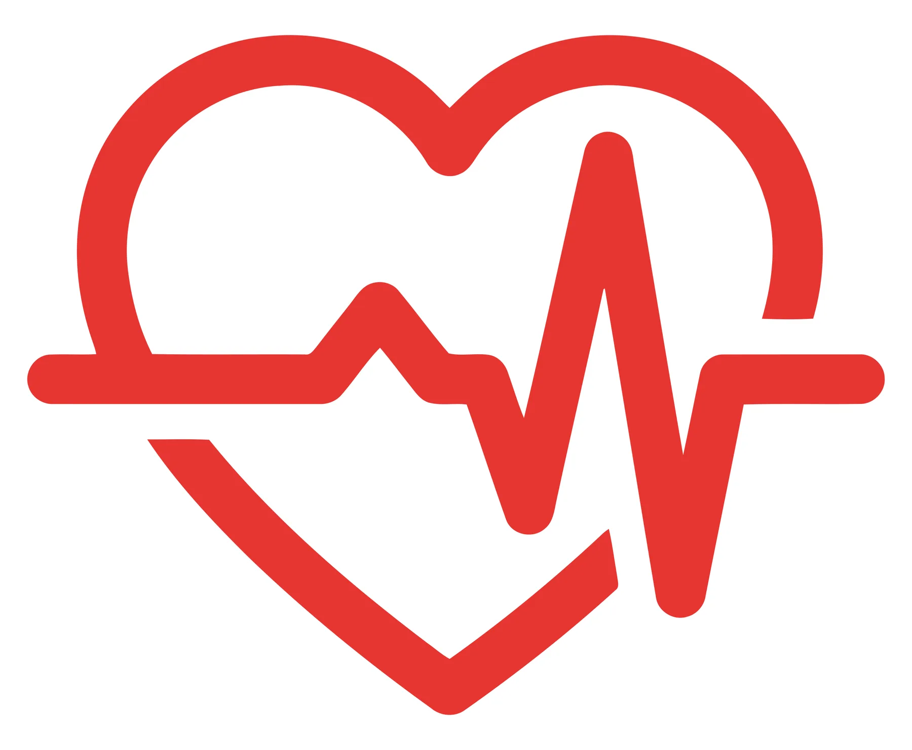 Red Heartbeat Pulse Icon in Flat Vector Style