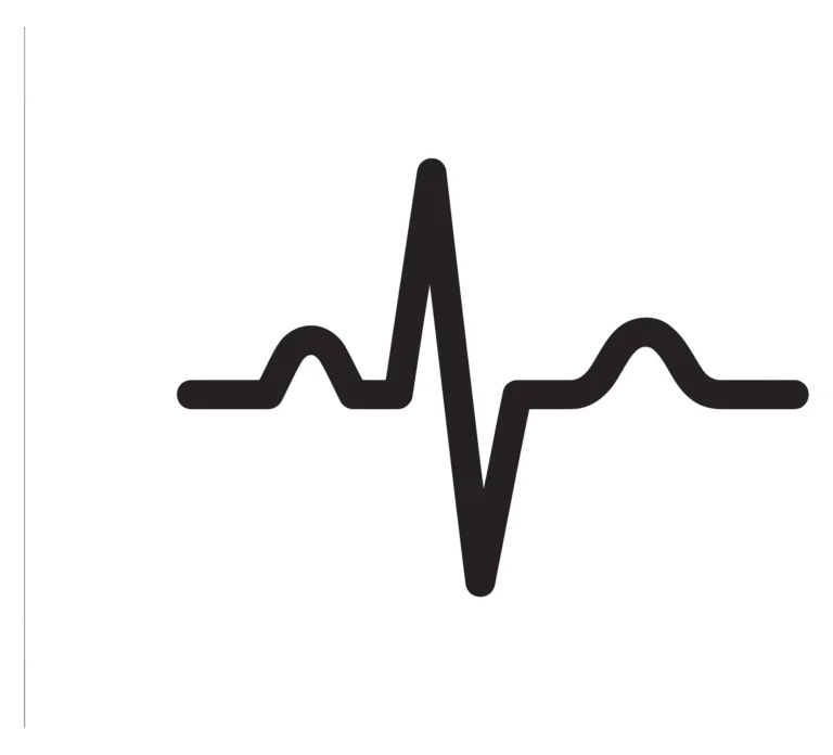 Black Heartbeat Pulse Line Icon Vector