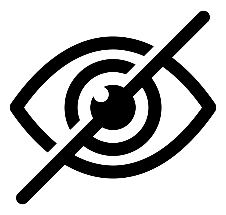 Black Eye Icon with Diagonal Strike Through