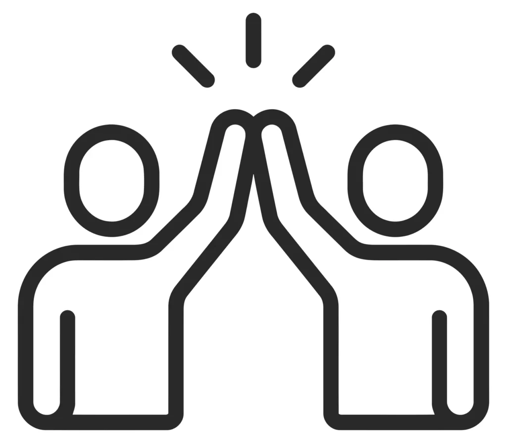 high five icon, two people celebrating success, teamwork and partnership concept