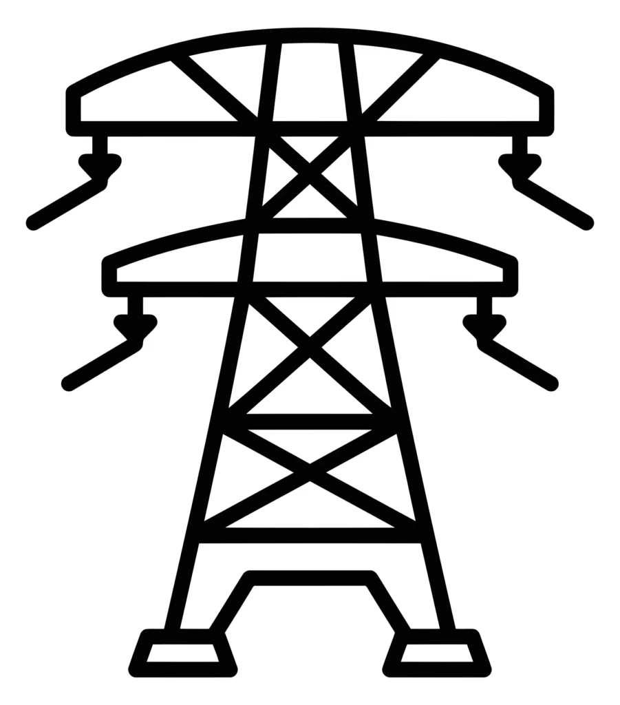 high voltage electricity transmission tower icon