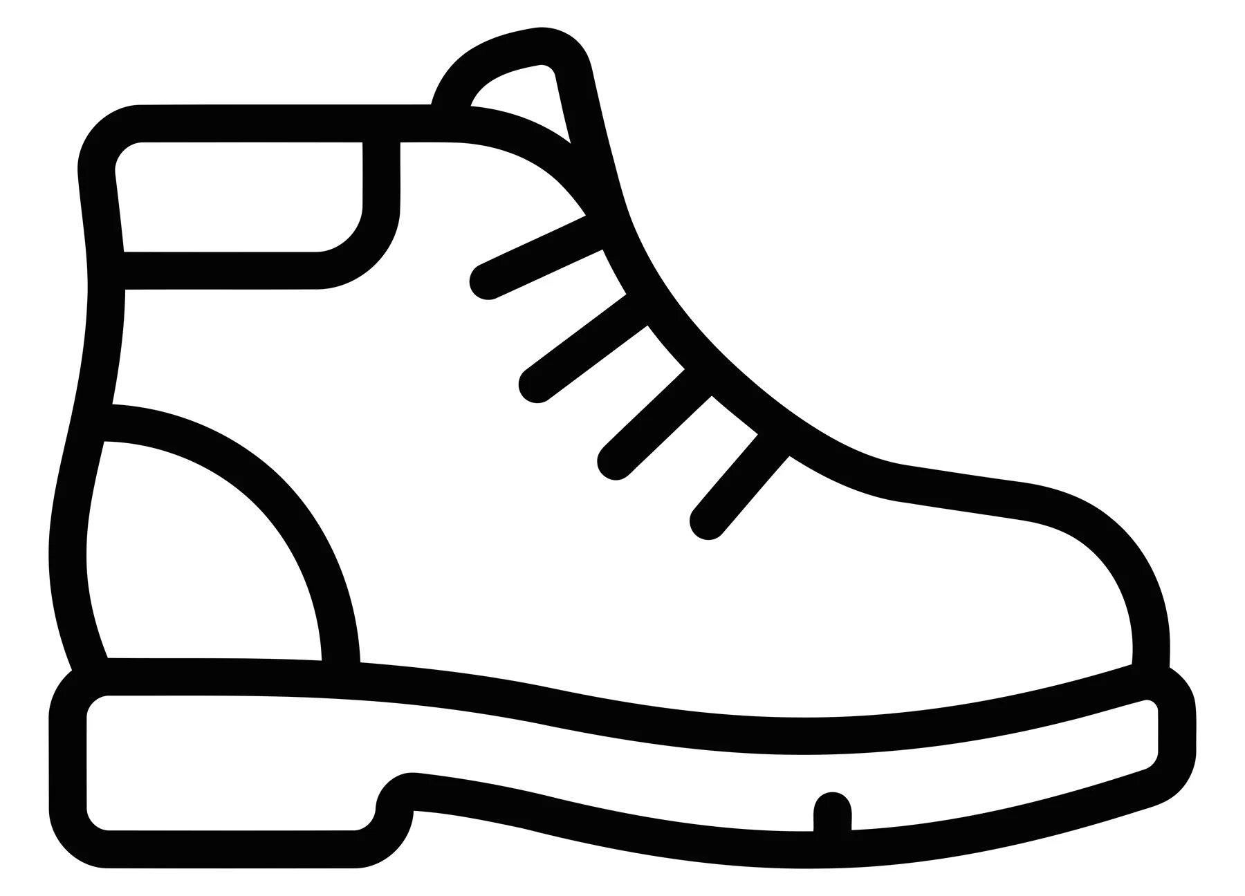 Black and white hiking boot icon vector