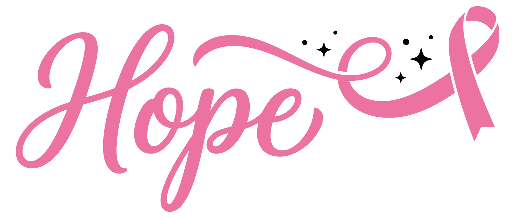 Hope with Pink Breast Cancer Awareness Ribbon and Sparkles