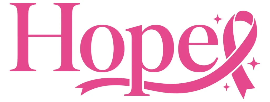 hope word with pink ribbon and sparkles