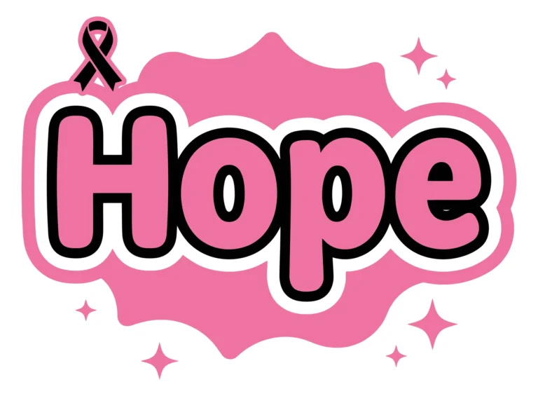 Pink Ribbon Hope Text for Breast Cancer Awareness
