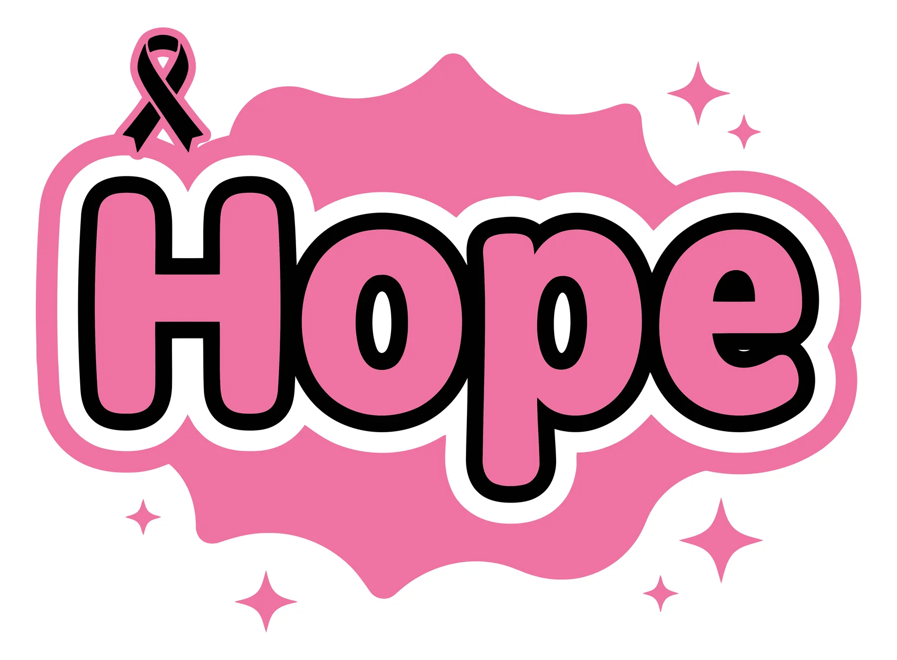 Pink Ribbon Hope Text for Breast Cancer Awareness
