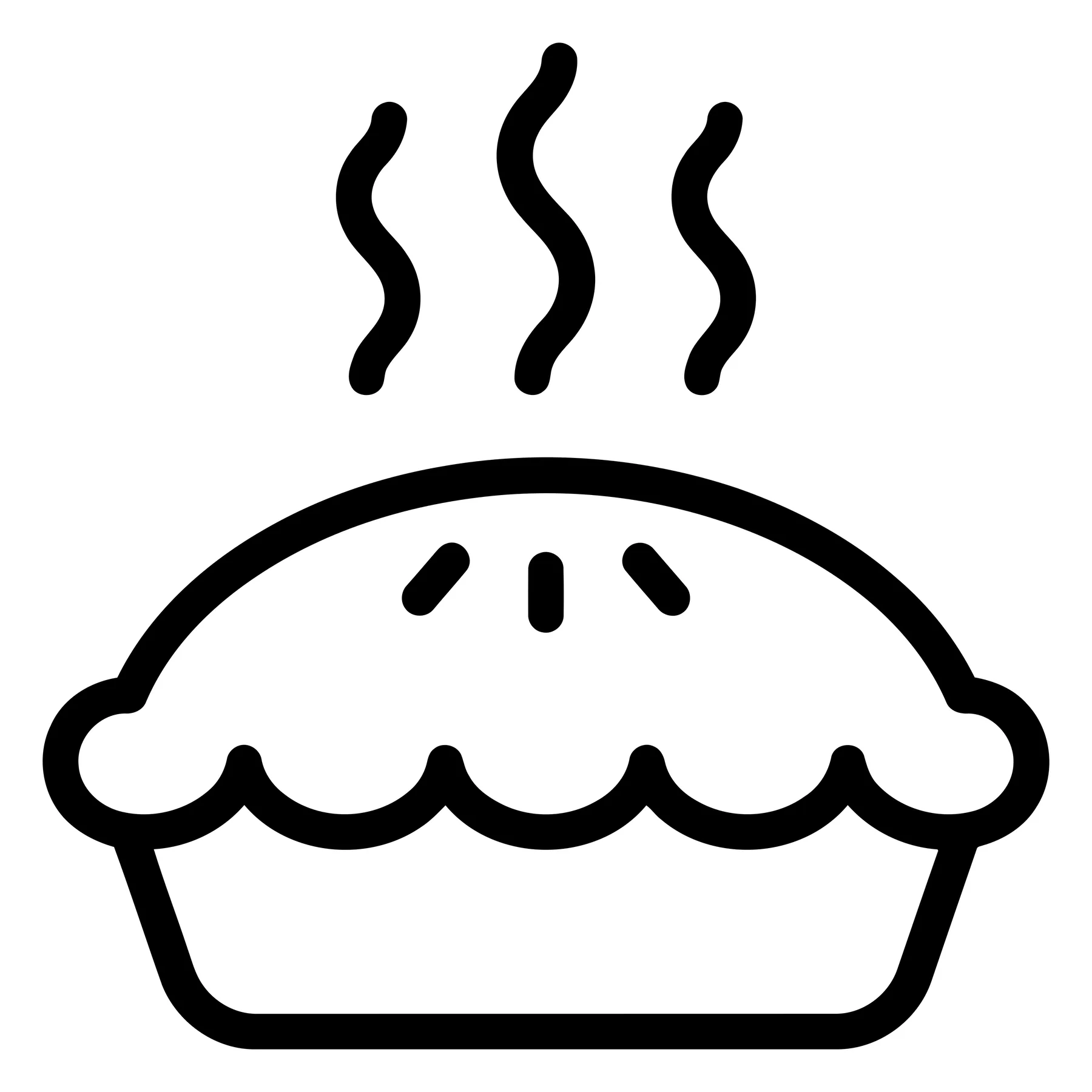 Steaming Hot Pie Icon in Black and White