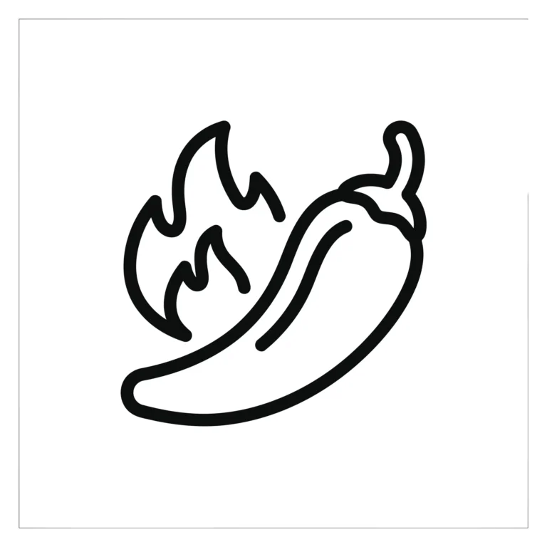 hot spicy chili pepper with fire flame line icon