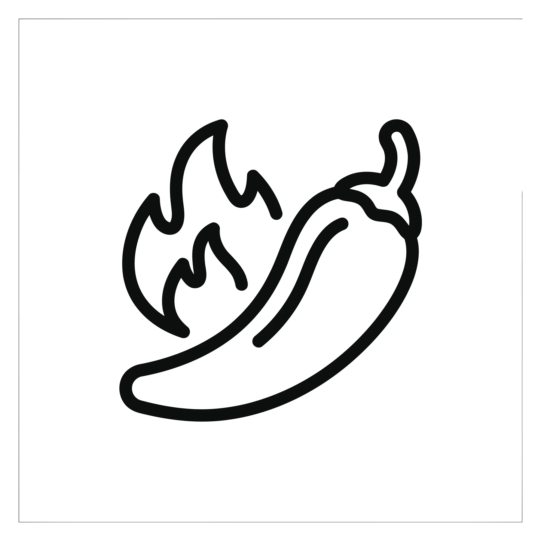 Spicy Chili Pepper with Flame Icon Vector