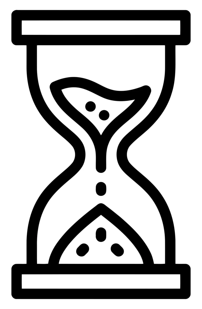hourglass icon with sand falling, representing time passing, deadline, or patience