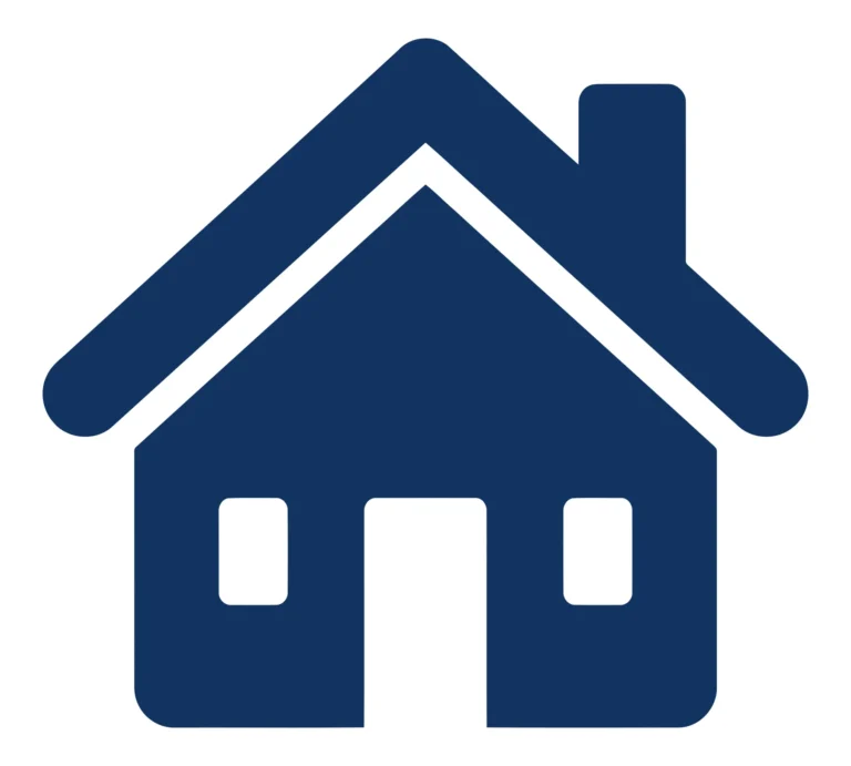 Simple Blue House Icon in Flat Design Style
