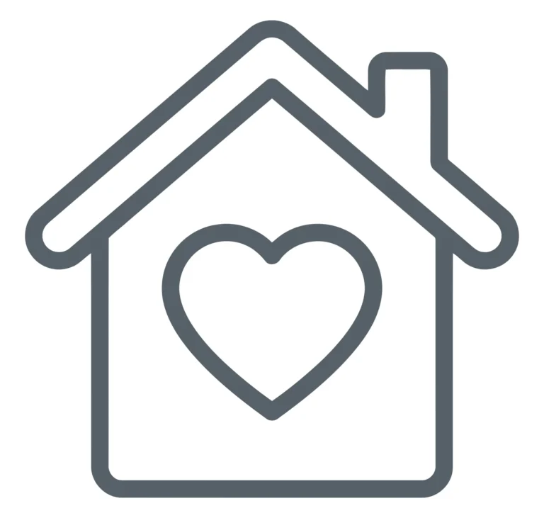 Minimalist House Icon with Heart Symbol Inside