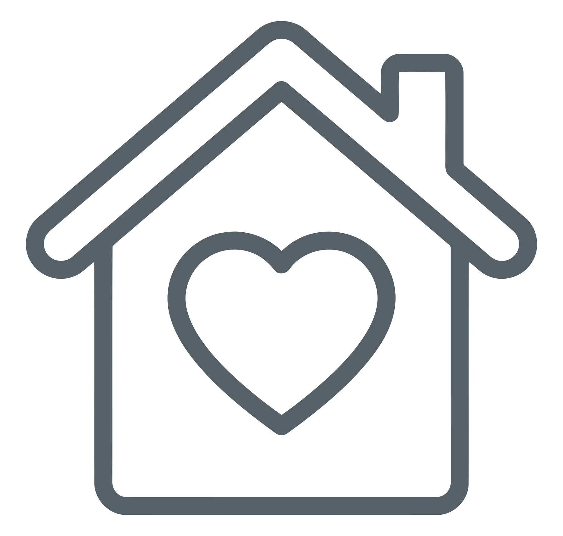 Minimalist House Icon with Heart Symbol Inside