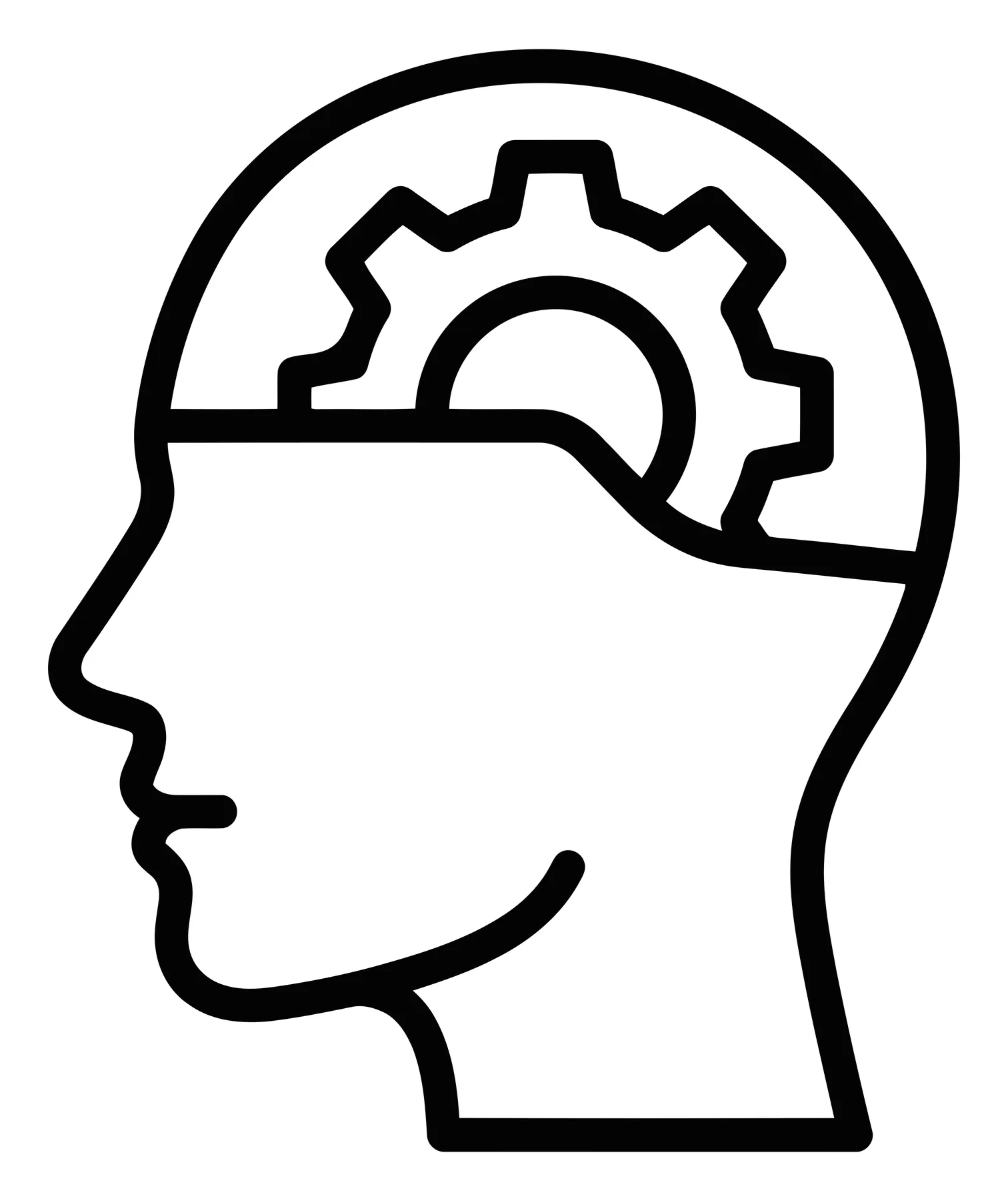 Human Head Profile with Gear Icon Vector Illustration
