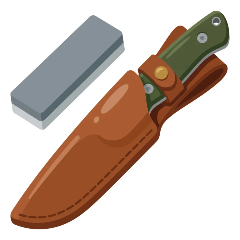 Hunting Knife with Leather Sheath and Sharpening Stone