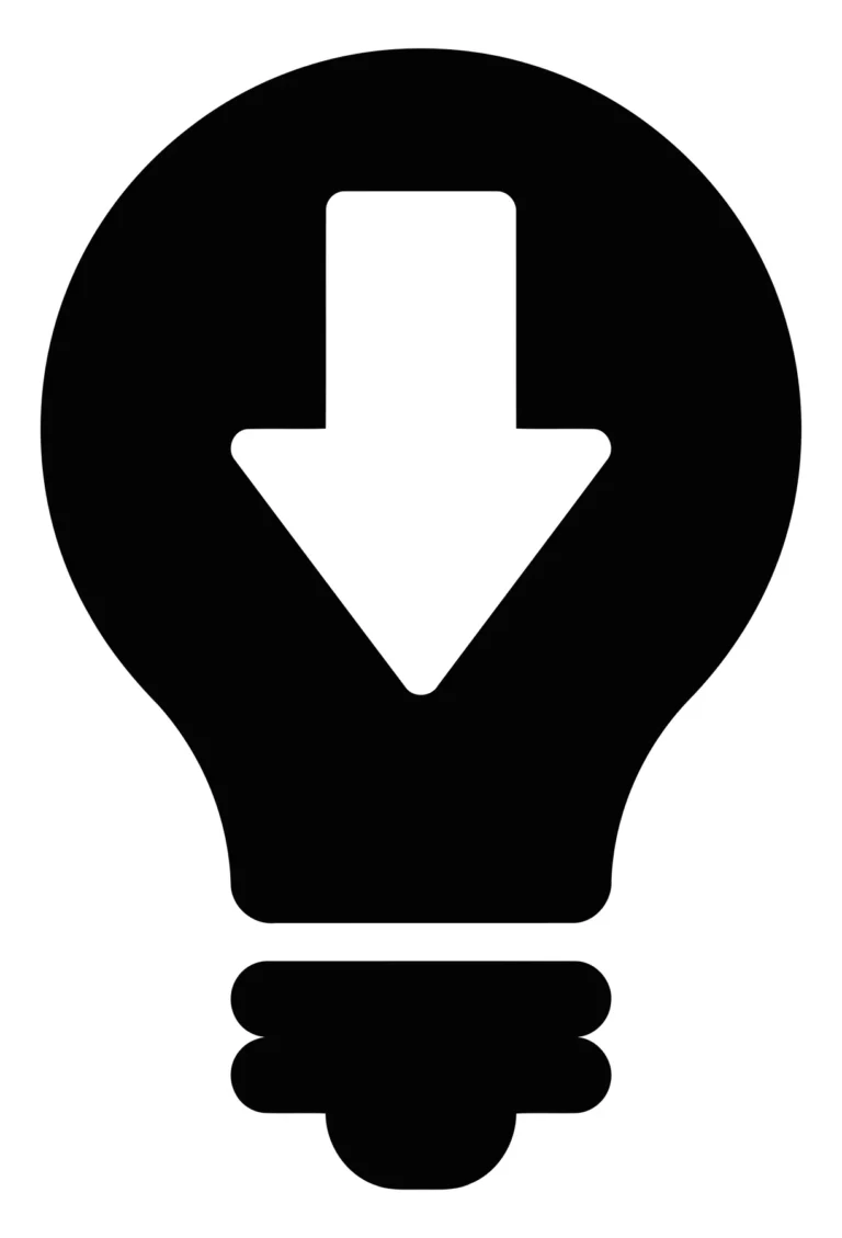 icon of a light bulb with a downward arrow, symbol representing energy consumption or power usage