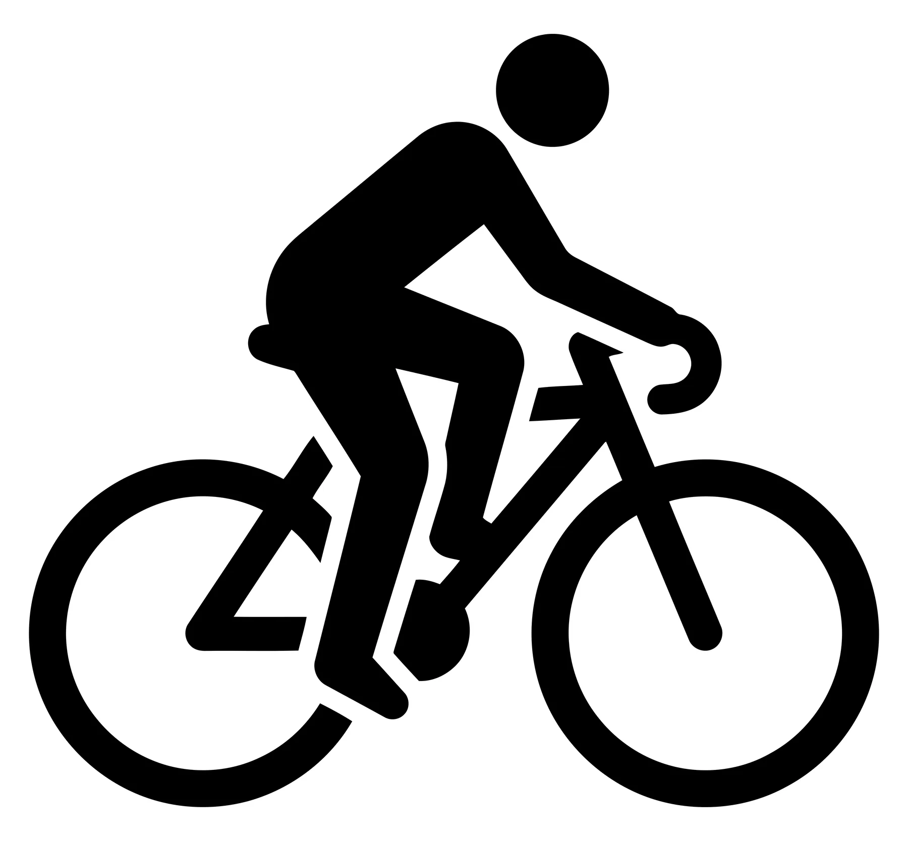 Black Silhouette Icon of Person Riding a Bicycle Side View