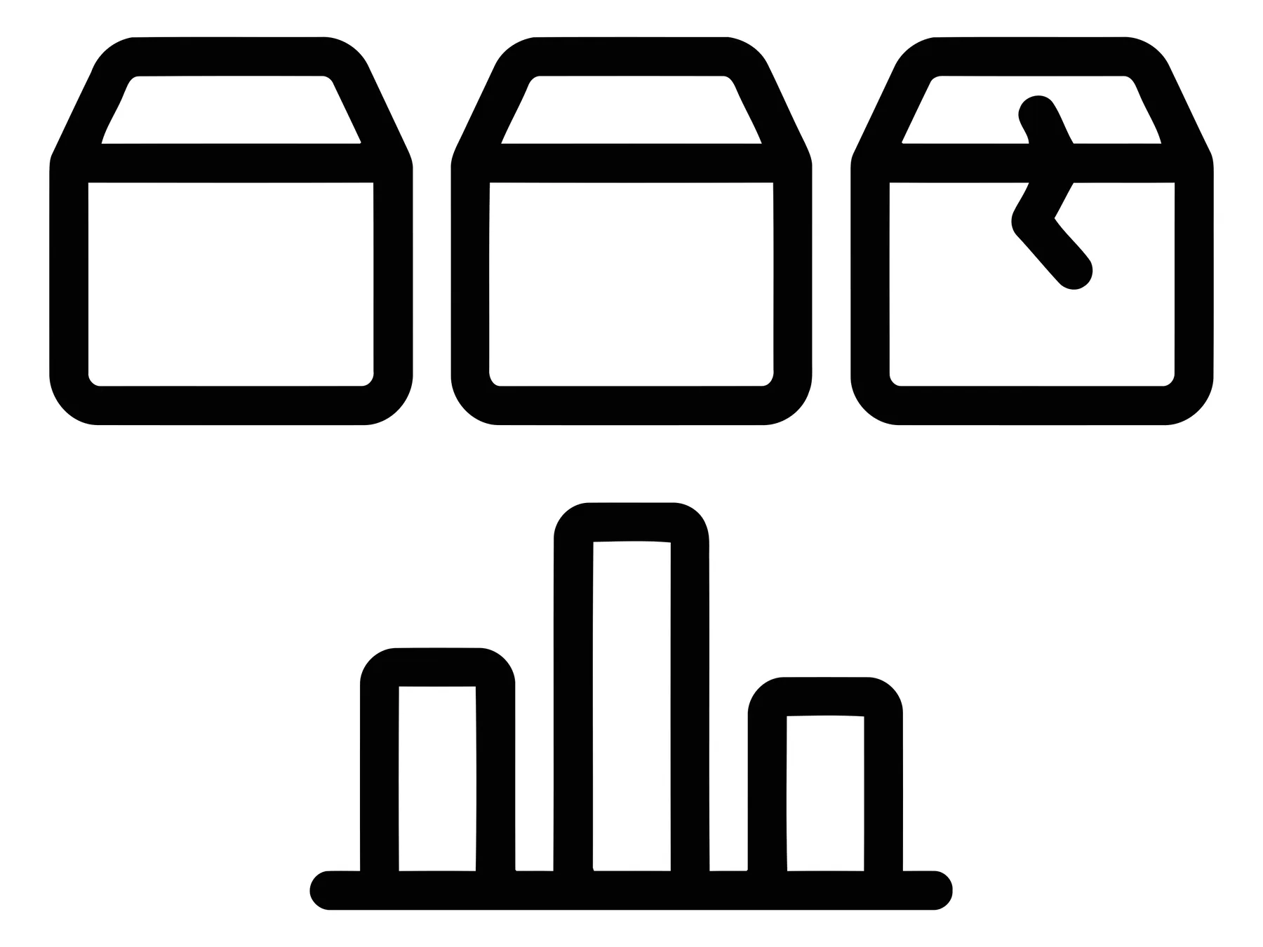 Inventory Management Icons with Boxes and Bar Chart