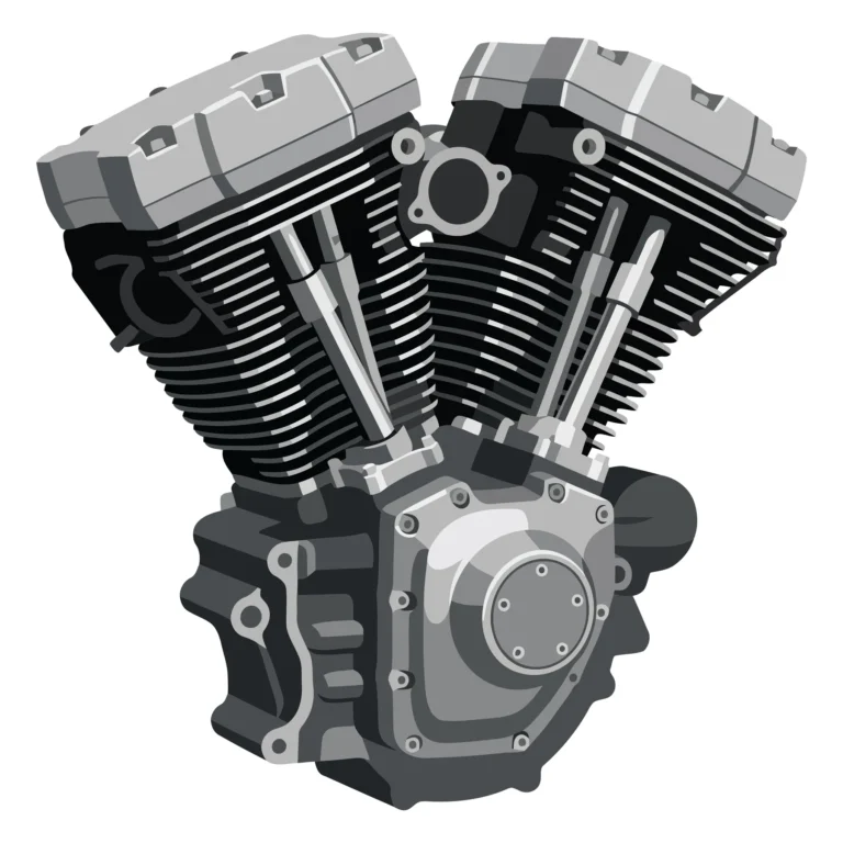 V-Twin Motorcycle Engine Vector Illustration
