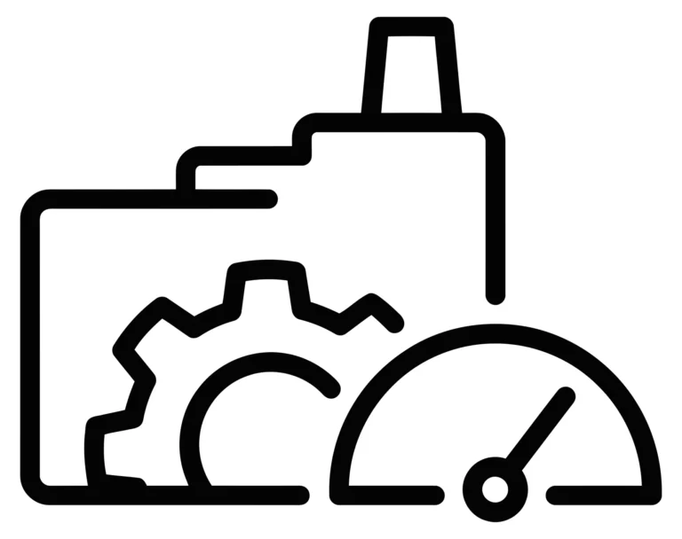 Industrial Manufacturing Icon with Gear and Speed Gauge