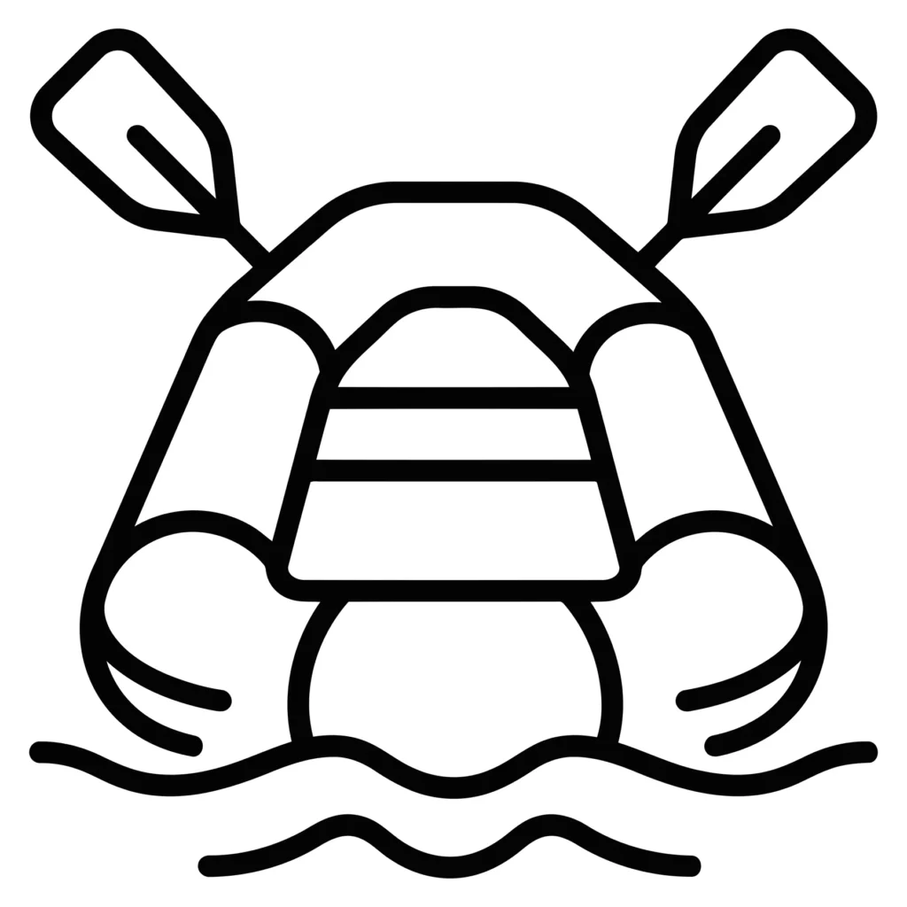 inflatable boat with paddles icon