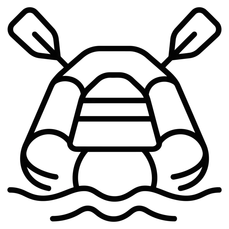 inflatable boat with paddles icon