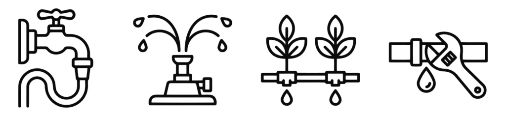 irrigation and plumbing icons set vector design