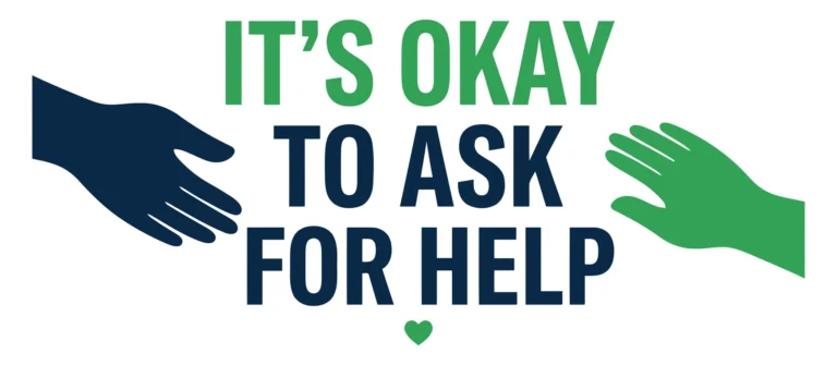 its okay to ask for help text with reaching hands