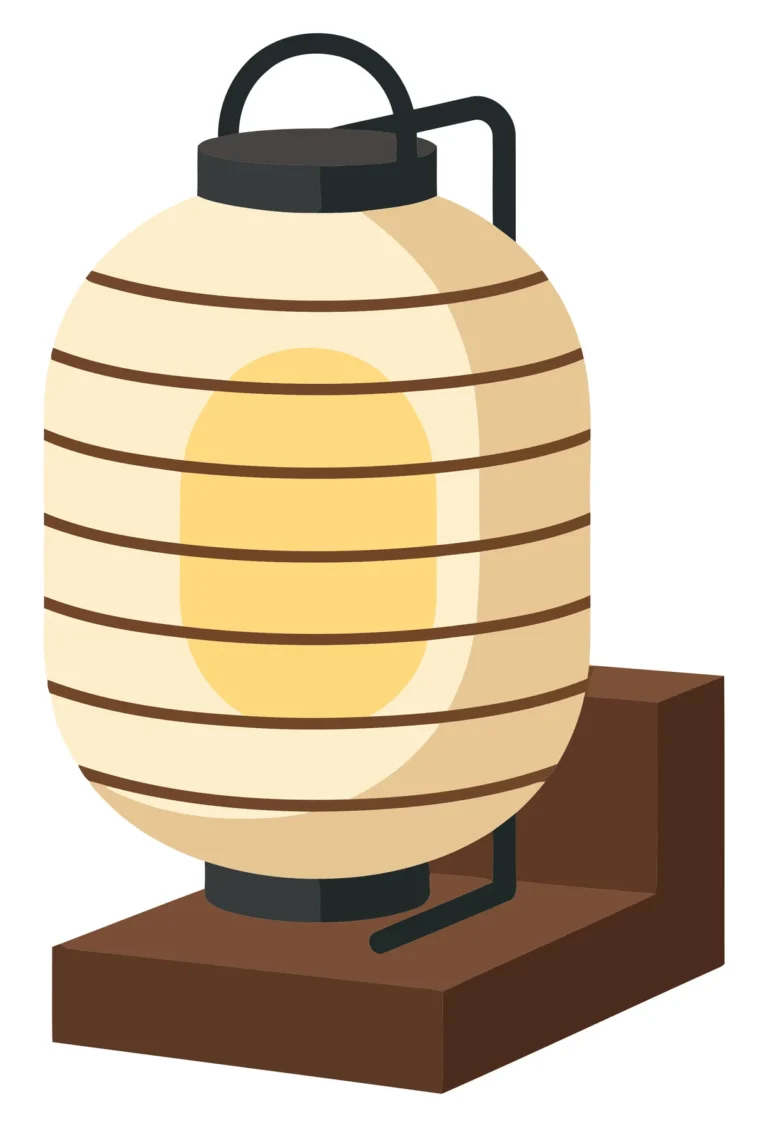 Traditional Japanese Paper Lantern on Wooden Stand