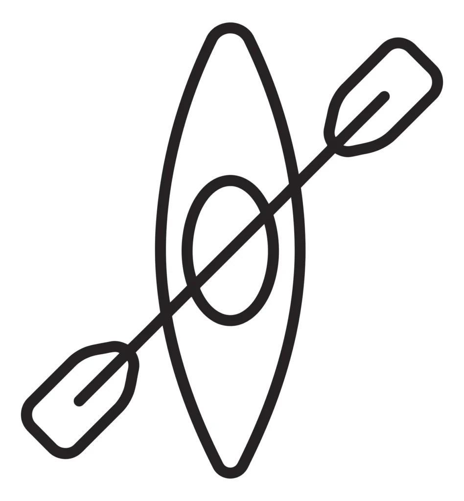 kayak with paddle icon