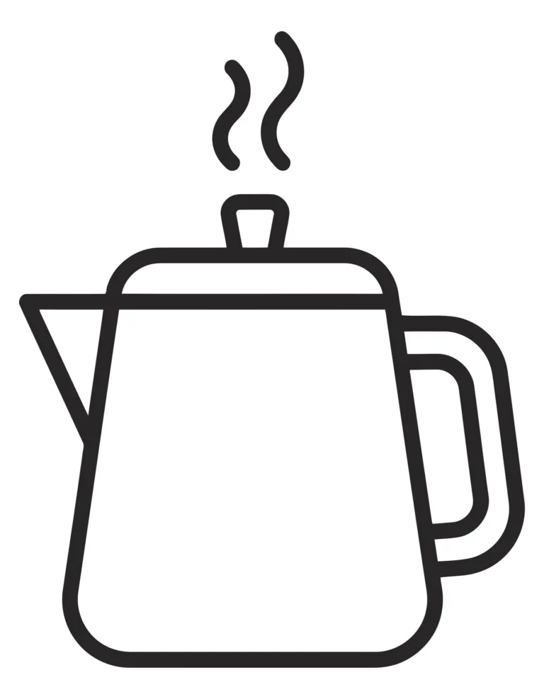 kettle icon, tea or coffee pot with steam, vector illustration