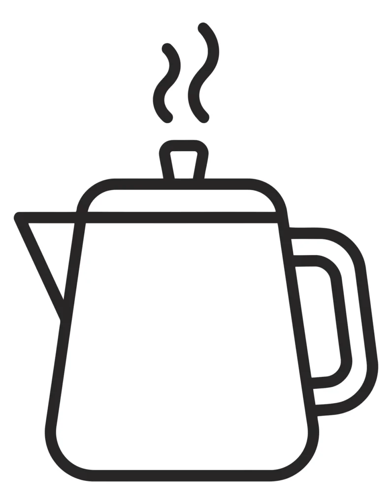 kettle icon, tea or coffee pot with steam, vector illustration