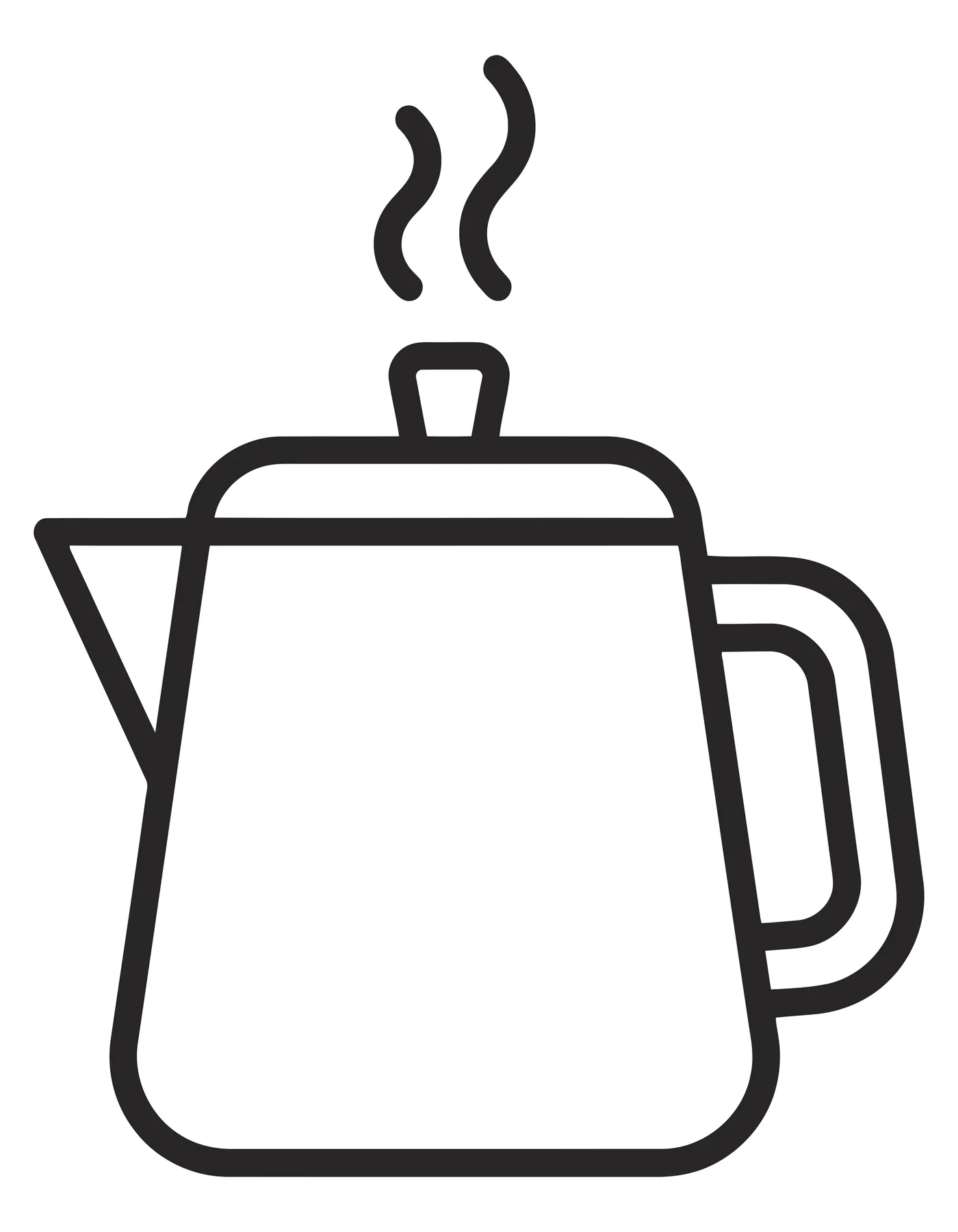 kettle icon, tea or coffee pot with steam, vector illustration
