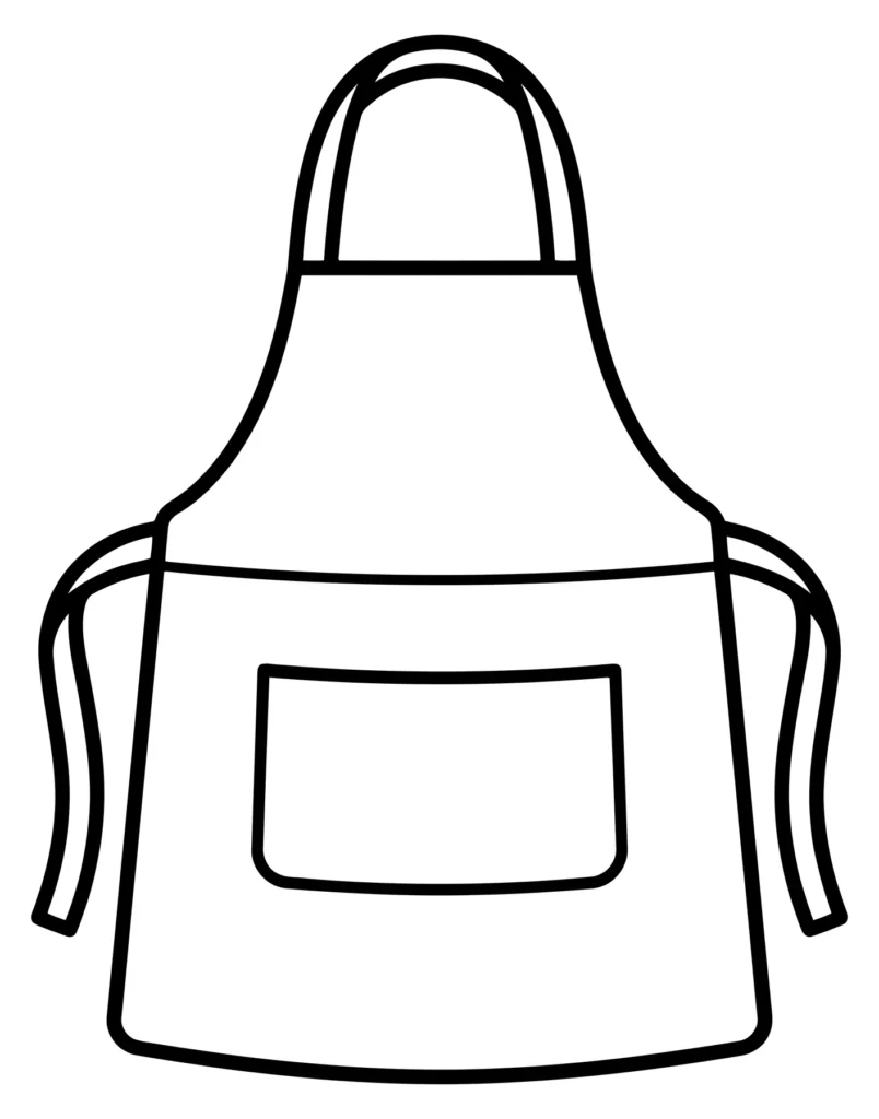 kitchen apron with front pocket line art icon