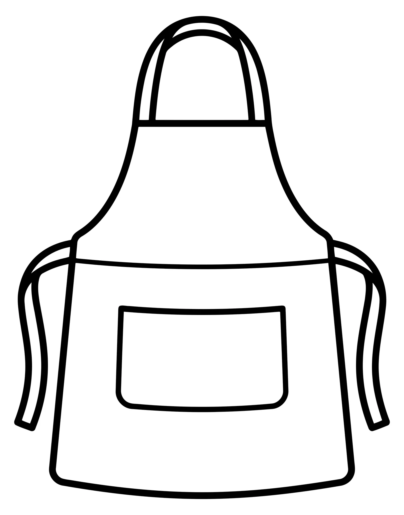 kitchen apron with front pocket line art icon